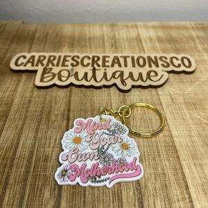 'Mind Your Own Motherhood' Keychain - Gold